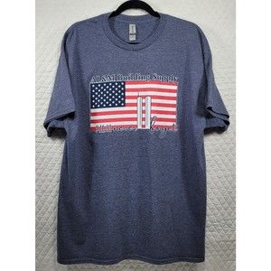 Remember September 11 Tee Unisex Graphic T-Shirt American Flag Grey Blue Size XL